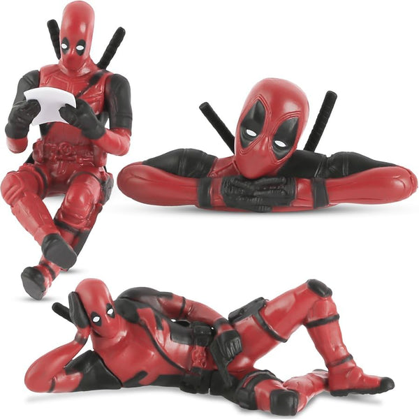 Tiuainta 3PCS Deadpool Classics Anime Figures for Home Car Desk Computer Decorations