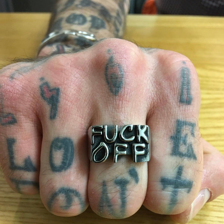 FUCK OFF Stainless Steel Ring by Gifts From The Crypt