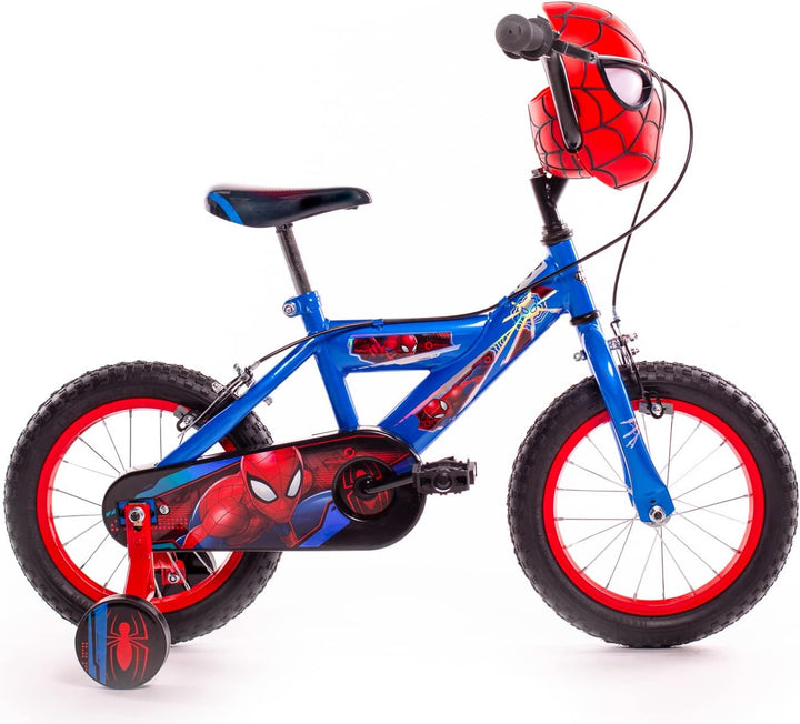 Huffy - Boys Spiderman Bike 14 Inch Wheel with Spiderman Mask Handlebars Ages 4-6, 105-117cm, Blue