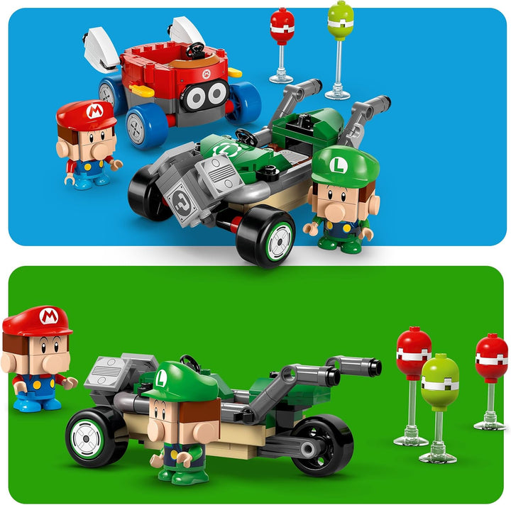 LEGO Super Mario: Mario Kart – Baby Mario vs. Baby Luigi Toy Set, with 2 Collectible Nintendo Character Figures and 2 Cars, Birthday Gift Idea for 8 Plus Year Old Boys, Girls and Gamers 72034