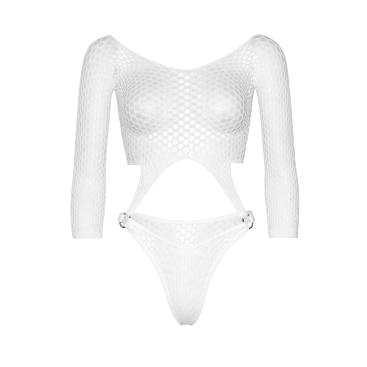 Leg Avenue Top Bodysuit with Thong White UK 6 to 12 by Leg Avenue Lingerie