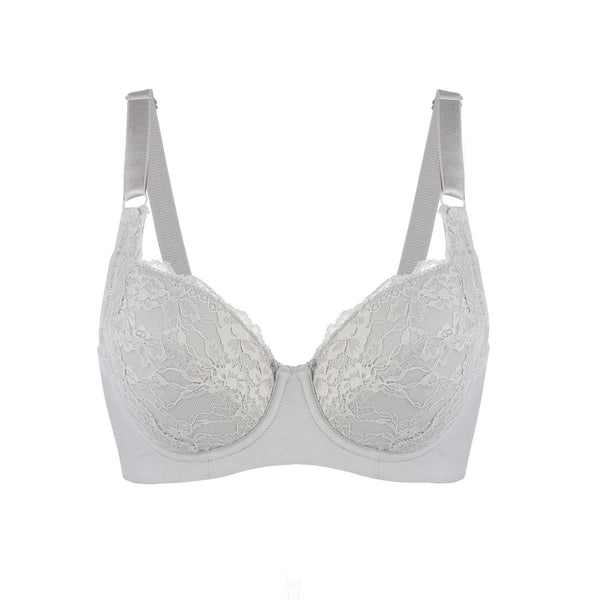 Mercury - Lace Silk & Organic Cotton Plunge Bra-0