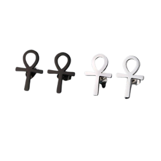 Ankh Egyptian Stainless Steel Stud Earrings by Darkstorm