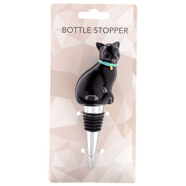 Novelty Ceramic Bottle Stopper - Black Cat BOT126-0