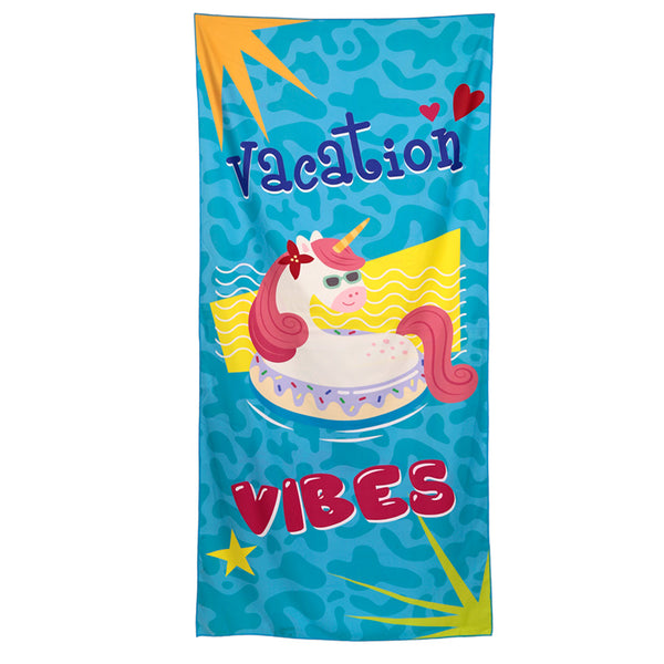 Microfibre Beach Towel - Vacation Vibes Unicorn BTOW05 by Puckator