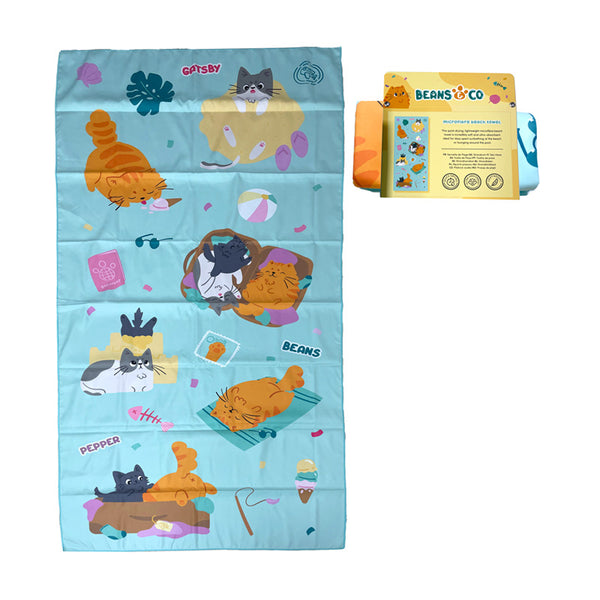 Microfibre Beach Towel - Beans & Co Cats BTOW11-0