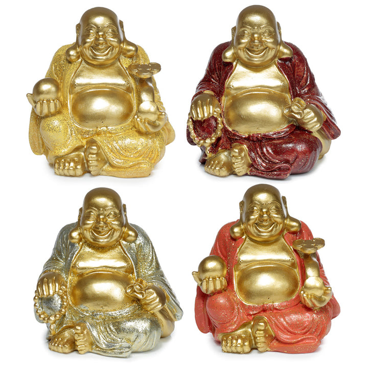 Decorative Ornament - Mini Lucky Glitter Chinese Laughing Buddha 8cm BUD375 by Puckator