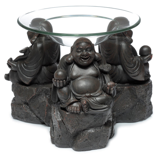 Resin Oil & Wax Burner - Peace of the East Wood Effect Chinese Buddha BUD380-0