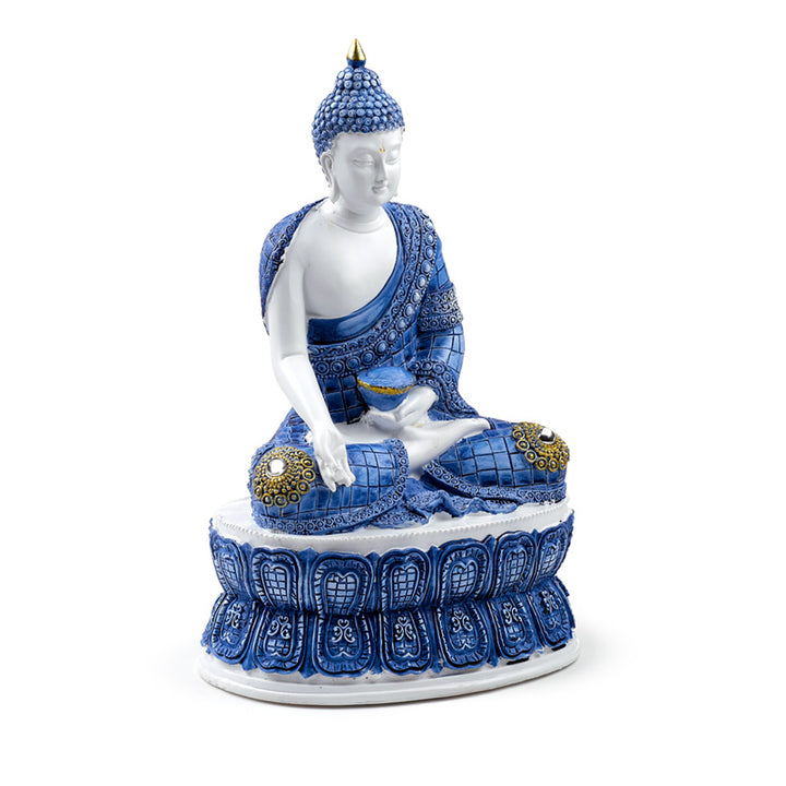 Decorative White & Blue Thai Buddha - Lotus BUD381 by Puckator