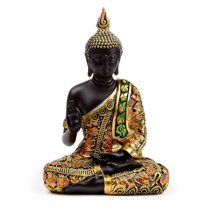 Decorative Black & Orange Gold Thai Buddha - Meditation BUD383 by Puckator