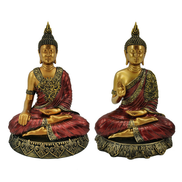 Thai Buddha Figurine - Red and Gold Contemplation BUD385 by Puckator