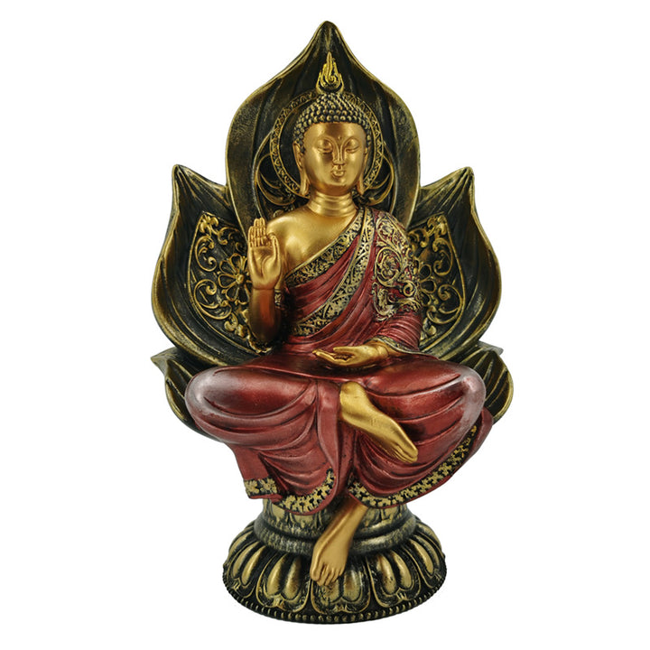 Thai Buddha Figurine - Red and Gold Seated Lotus BUD386 by Puckator