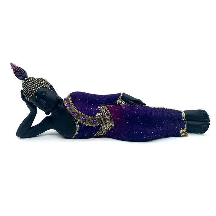 Decorative Thai Buddha Figurine - Purple & Black Reclining BUD388-0