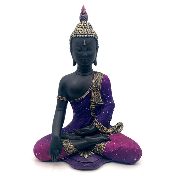 Decorative Thai Buddha Figurine - Purple & Black Dream Meditation BUD389-0