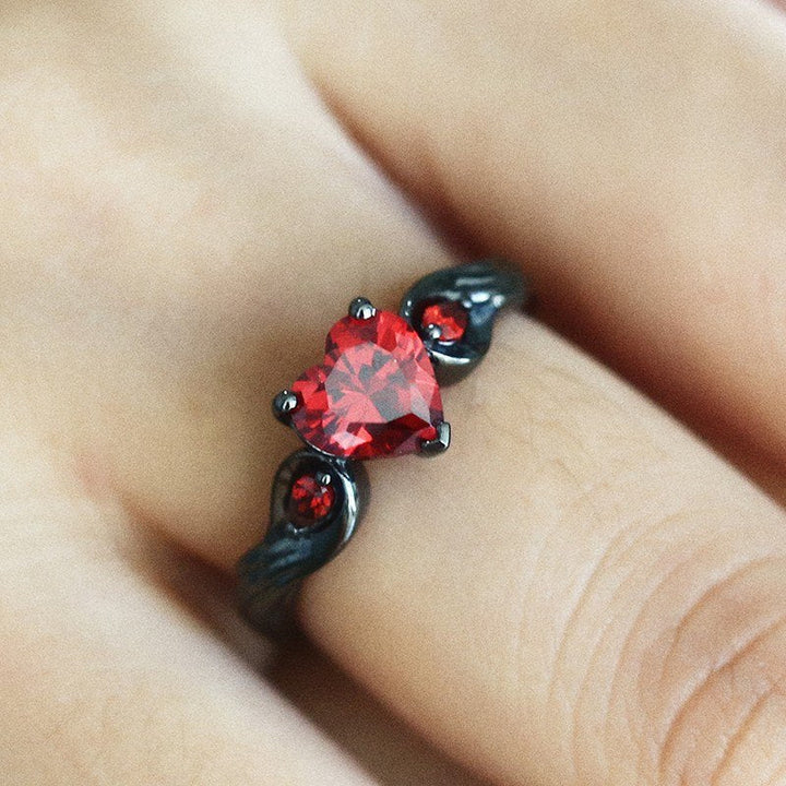 Bleeding Heart Gunmetal Ring by Darkstorm