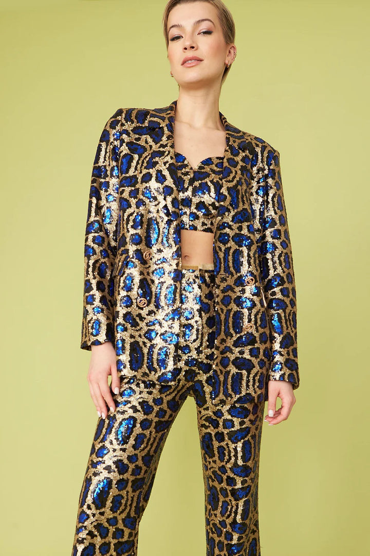 Buy Me Fur - Women's Blue Bamboo Sequin Blazer by Buy Me Fur