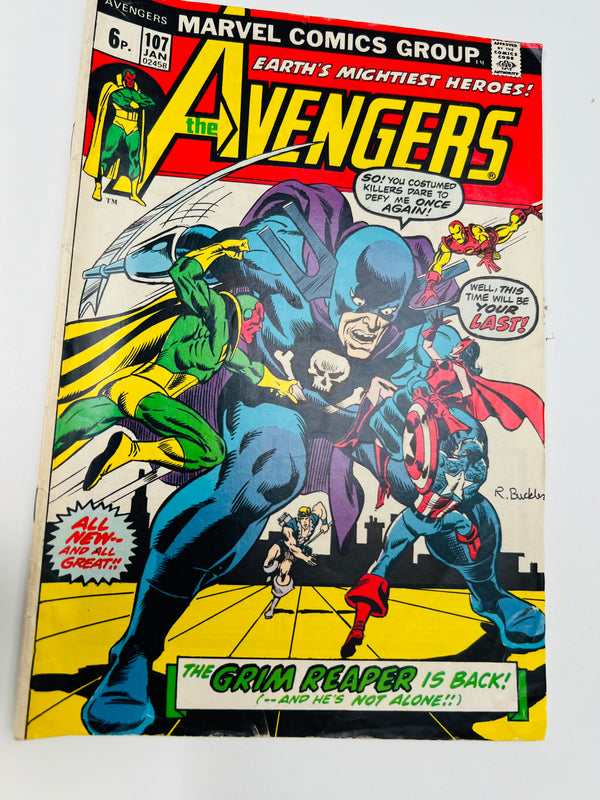 Marvel - Avengers Issue 107 Grim Reaper Appearance (1972) 8.0 Grade