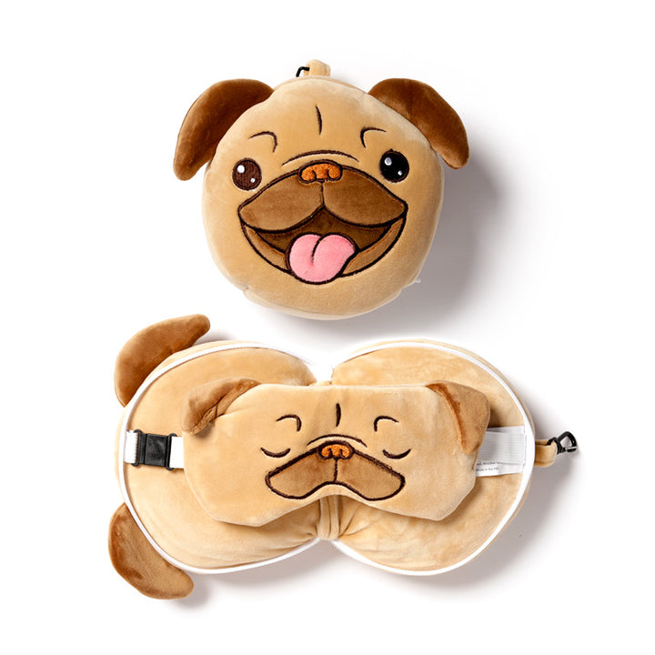 Relaxeazzz Travel Pillow & Eye Mask - Mopps Pug CUSH247-0