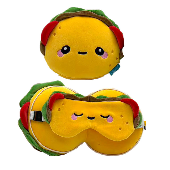 Relaxeazzz Travel Pillow & Eye Mask  - Foodiemals Frida the Taco CUSH400 by Puckator