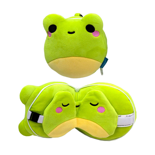 Relaxeazzz Travel Pillow & Eye Mask - Adoramals Silas the Frog CUSH418-0