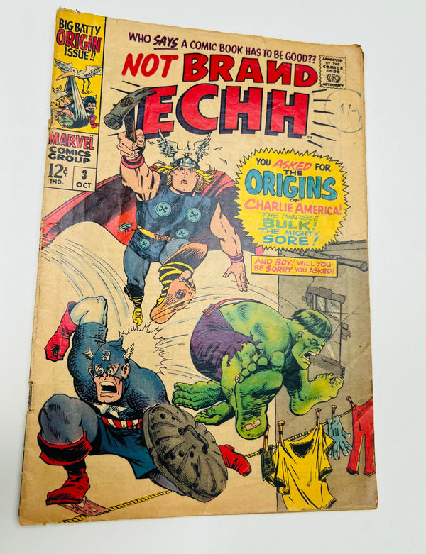 Marvel - Not Brand ECHH Issue 3 Silver Age Comic (1967) Original of Sore, Bulk and Charlie America