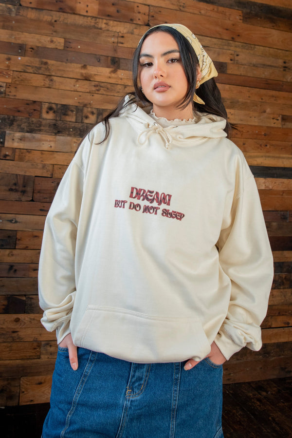 Hoodie in Vanilla with Cursive Logo Print-0