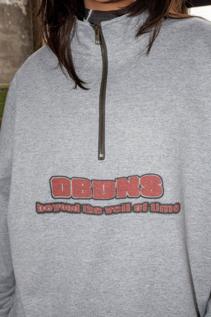 1/4 Zip Sweatshirt in Heather Gray DBDNS Beyond The Veil Of Time Print by Dreambutdonotsleep