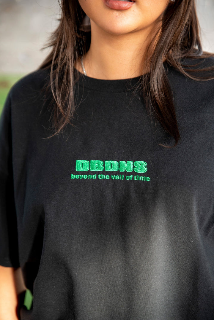 Short Sleeved T-Shirt in Black With DBDNS Logo Embroidery by Dreambutdonotsleep