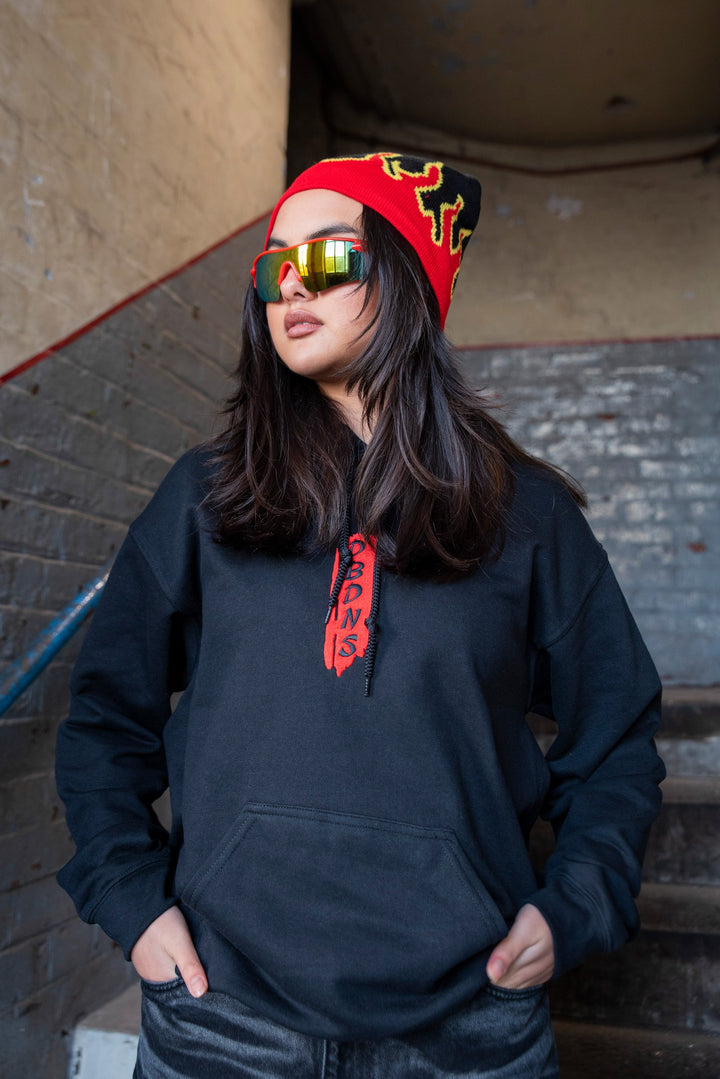 Hoodie in Black with Red Dragon Embroidery by Dreambutdonotsleep