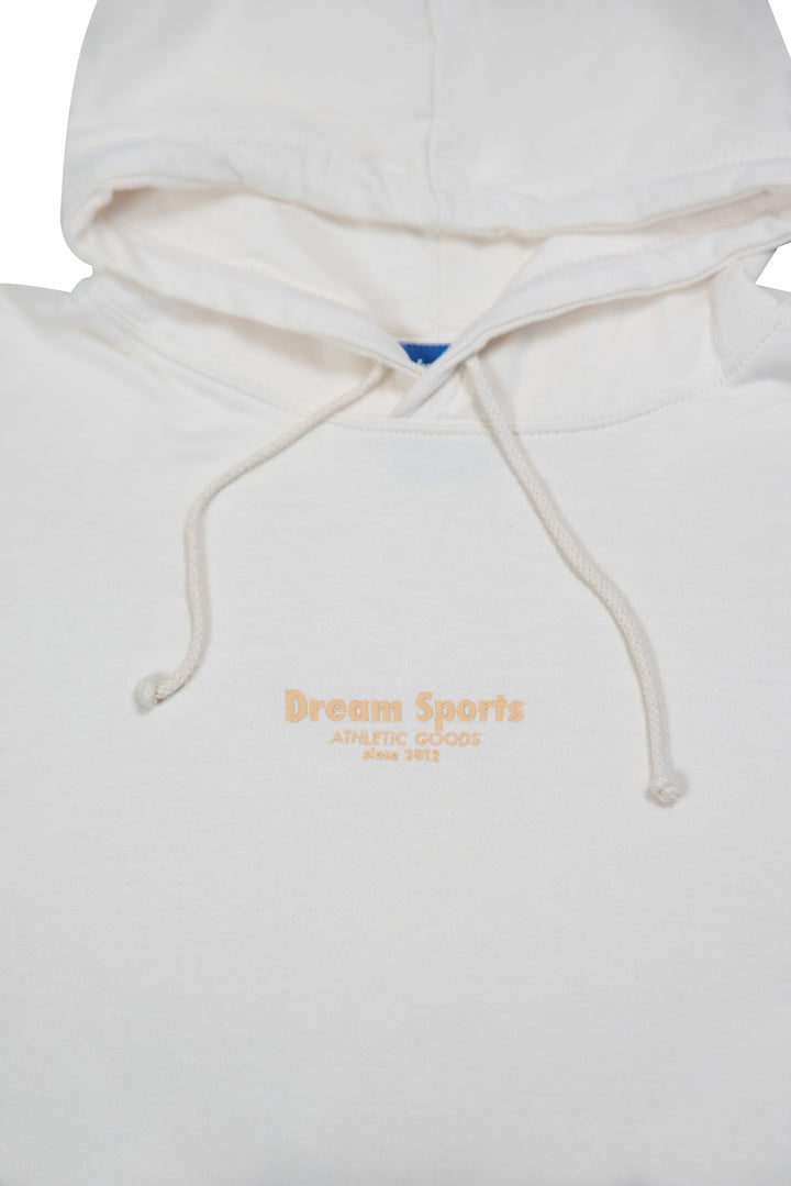 Hoodie in Vanilla with Dream Sports Tonal Logo Embroidery by Dreambutdonotsleep