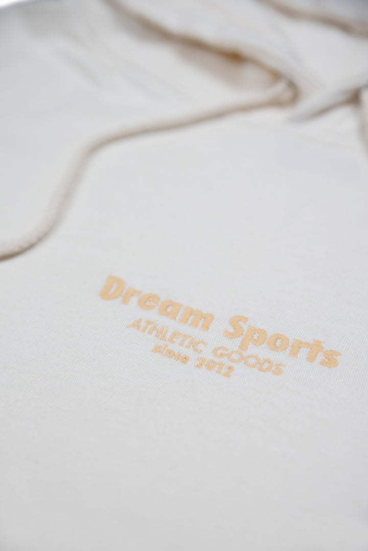 Hoodie in Vanilla with Dream Sports Tonal Logo Embroidery by Dreambutdonotsleep