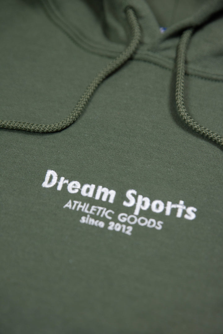 Hoodie in Military Green with Dream Sports Tonal Logo Embroidery by Dreambutdonotsleep