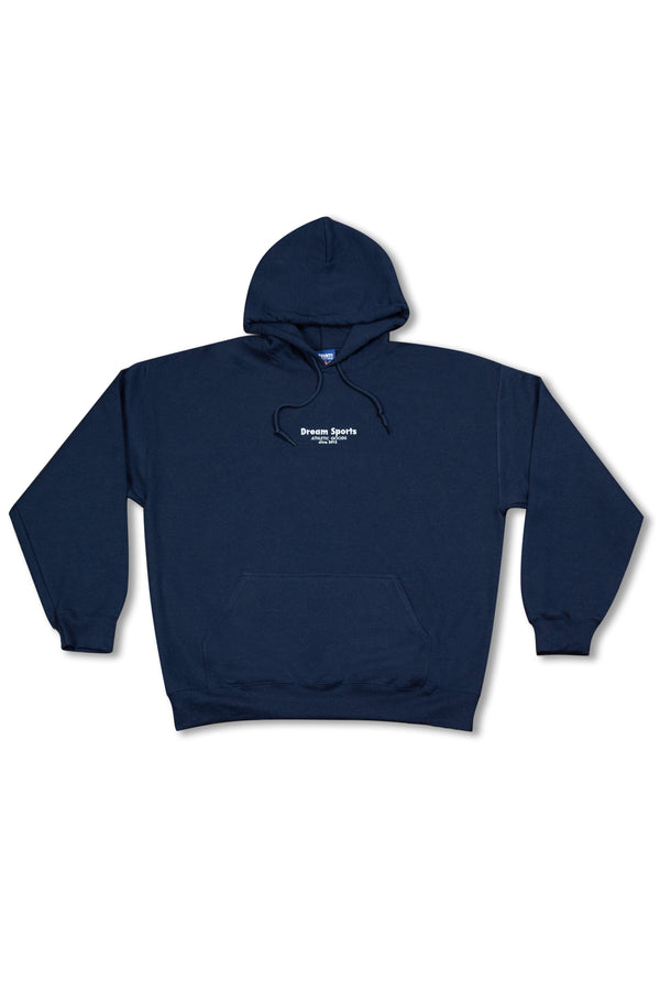 Hoodie in Navy with Dream Sports Tonal Logo Embroidery by Dreambutdonotsleep