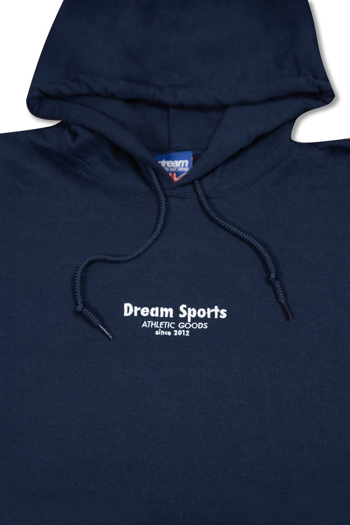 Hoodie in Navy with Dream Sports Tonal Logo Embroidery by Dreambutdonotsleep