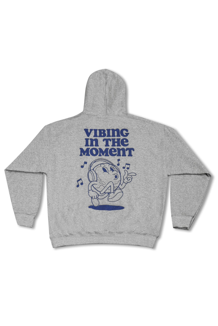 Hoodie in Heather Grey with Vibing In The Moment Print-0