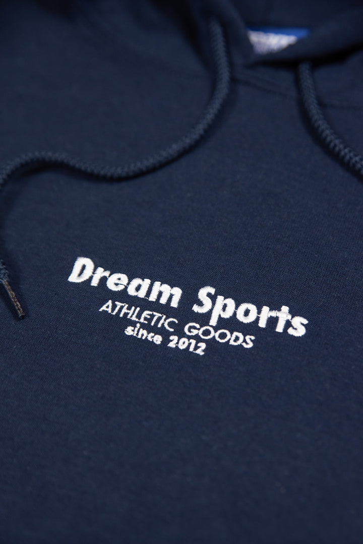 Hoodie in Navy with Dream Sports Tonal Logo Embroidery by Dreambutdonotsleep