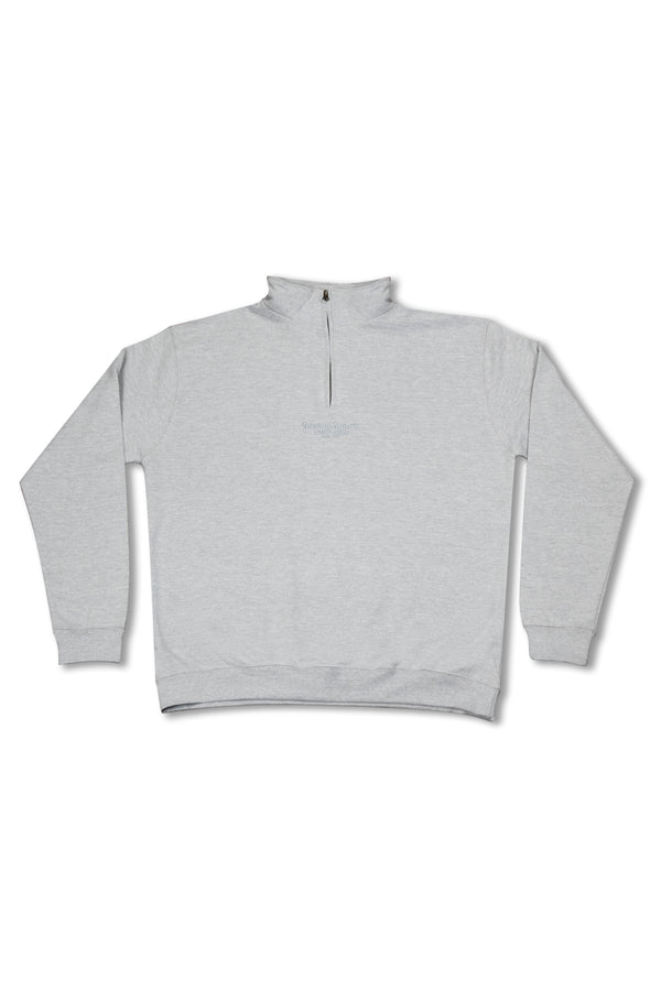 1/4 Zip Sweatshirt in Heather Grey with Dream Sports Tonal Logo Embroidery by Dreambutdonotsleep