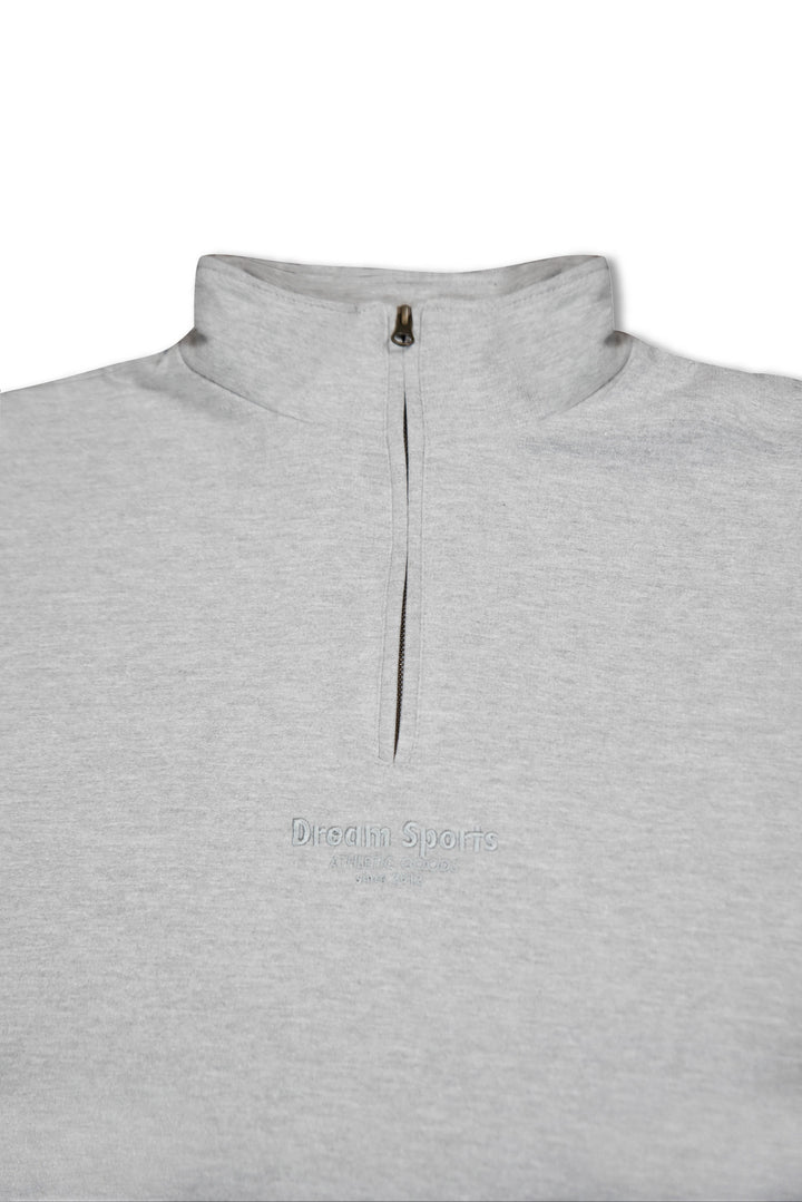 1/4 Zip Sweatshirt in Heather Grey with Dream Sports Tonal Logo Embroidery by Dreambutdonotsleep