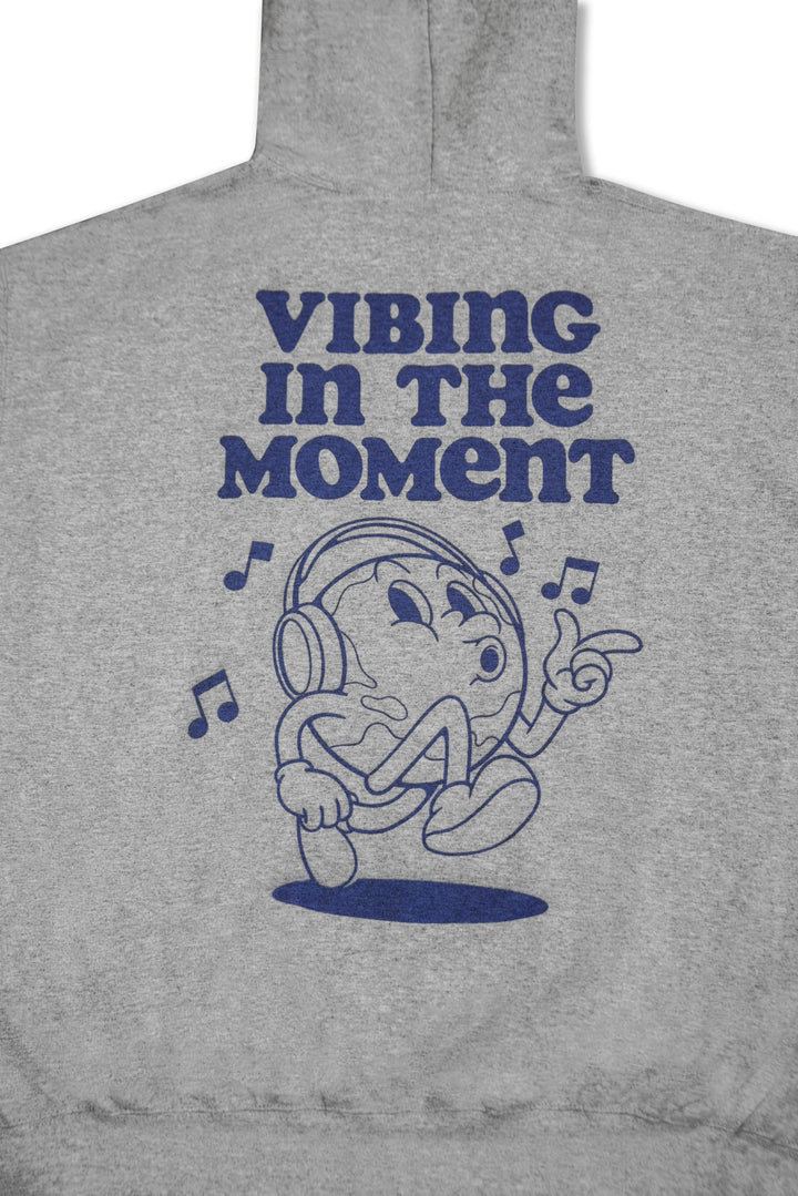 Hoodie in Heather Grey with Vibing In The Moment Print-1