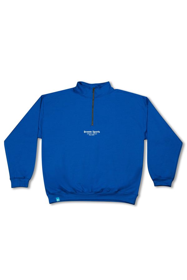 1/4 Zip Sweatshirt in Royal Blue with Dream Sports Tonal Logo Embroidery by Dreambutdonotsleep