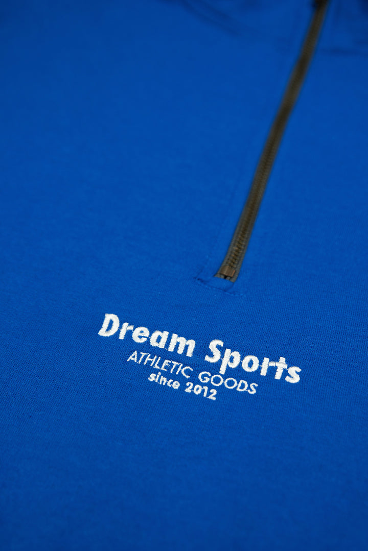 1/4 Zip Sweatshirt in Royal Blue with Dream Sports Tonal Logo Embroidery by Dreambutdonotsleep