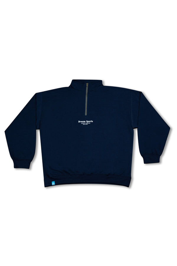 1/4 Zip Sweatshirt in Navy with Dream Sports Tonal Logo Embroidery by Dreambutdonotsleep