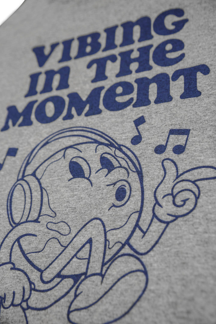 Hoodie in Heather Grey with Vibing In The Moment Print-2