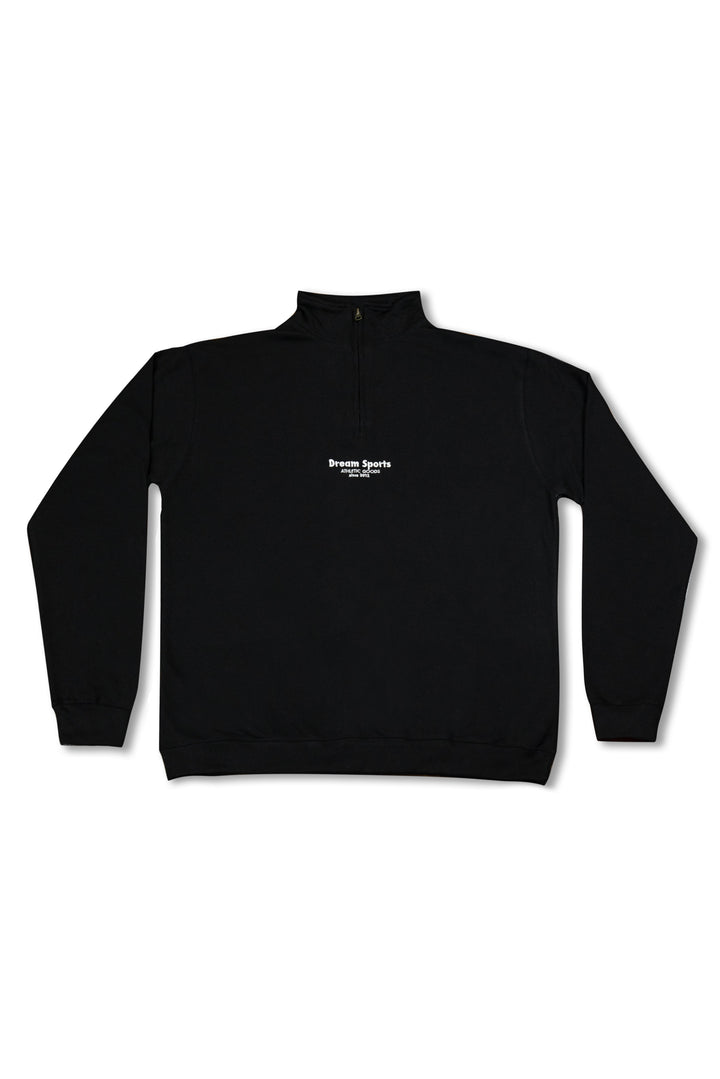 1/4 Zip Sweatshirt in Black with Dream Sports Tonal Logo Embroidery by Dreambutdonotsleep