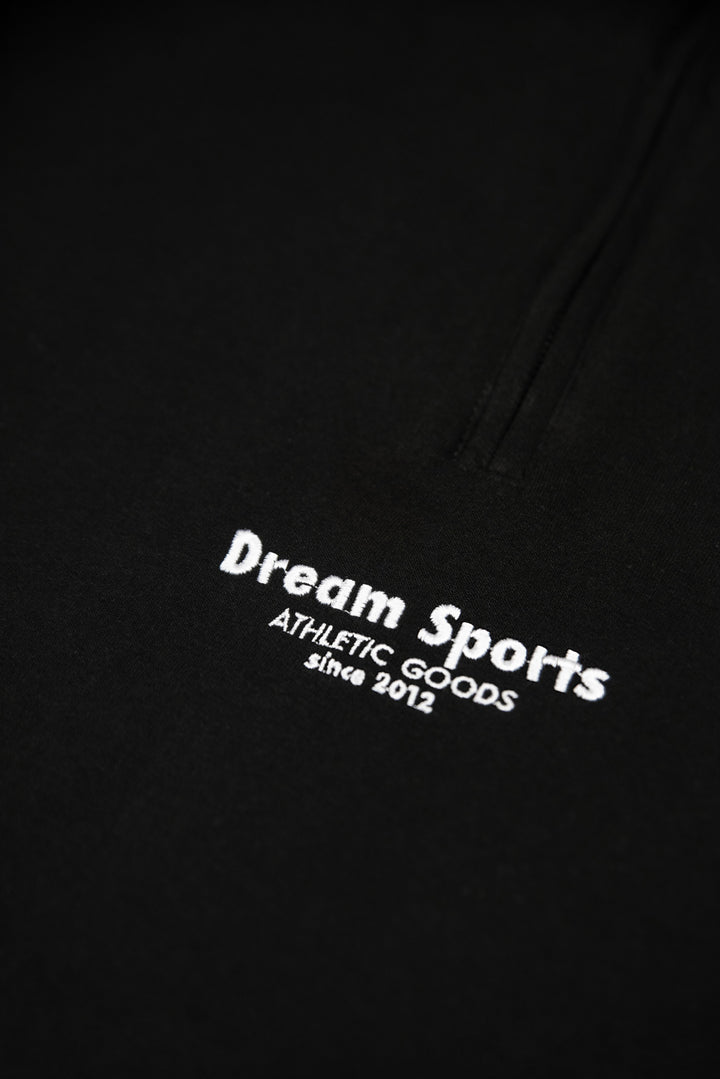 1/4 Zip Sweatshirt in Black with Dream Sports Tonal Logo Embroidery by Dreambutdonotsleep