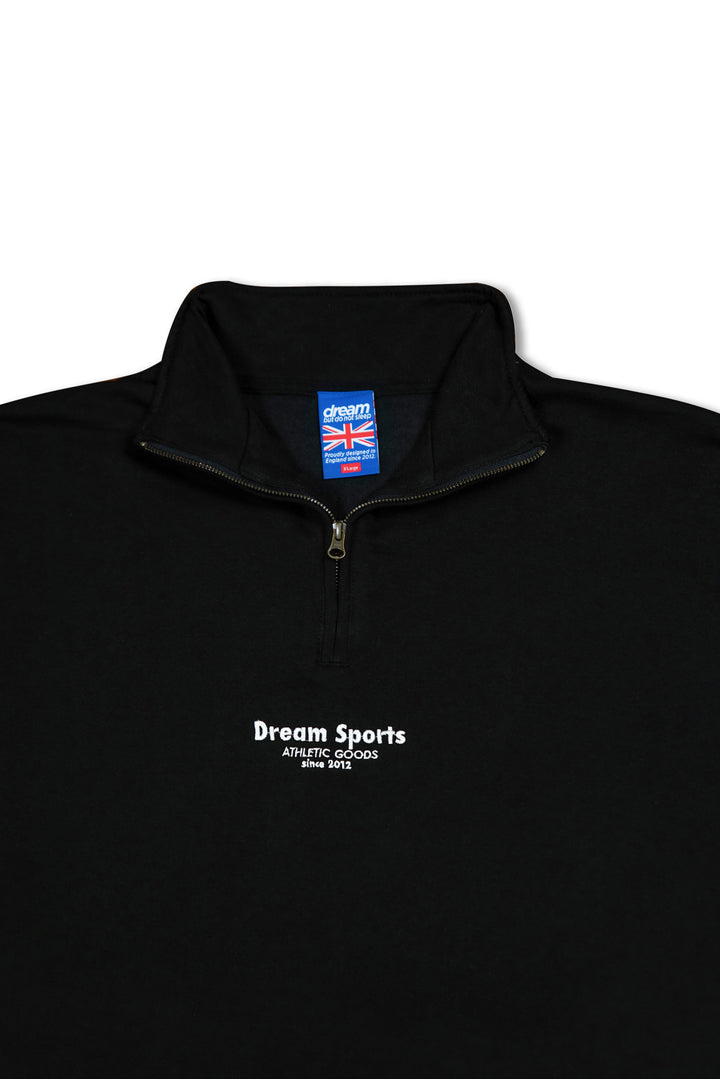 1/4 Zip Sweatshirt in Black with Dream Sports Tonal Logo Embroidery by Dreambutdonotsleep