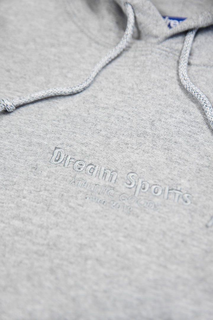 Hoodie in Heather Grey with Dream Sports Tonal Logo Embroidery by Dreambutdonotsleep