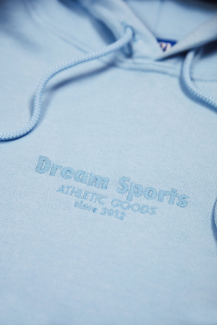 Hoodie in Light Blue with Dream Sports Tonal Logo Embroidery by Dreambutdonotsleep