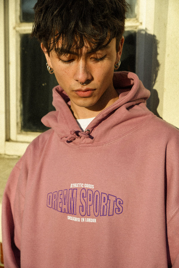 Hoodie in Dusty Purple with Dream Sports Embroidery by Dreambutdonotsleep