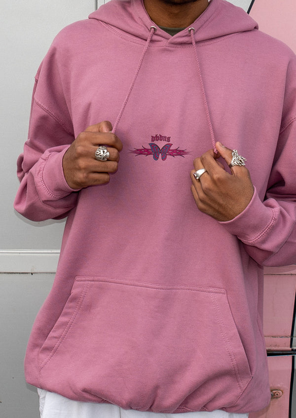 Hoodie in Dusty Purple With Y2k Butterfly Print by Dreambutdonotsleep